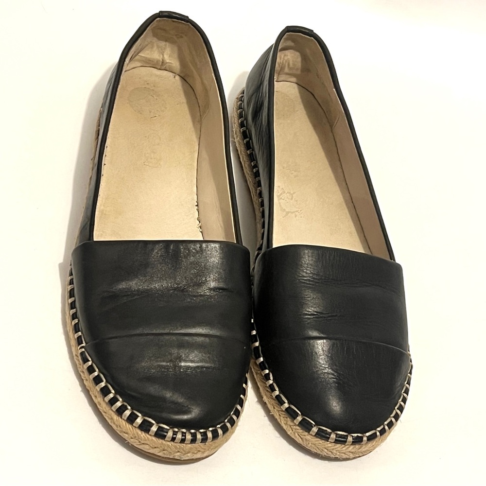 Aldo Leather Espadrilles Loafers Black Sz‎ 9 Flats Cap Toe